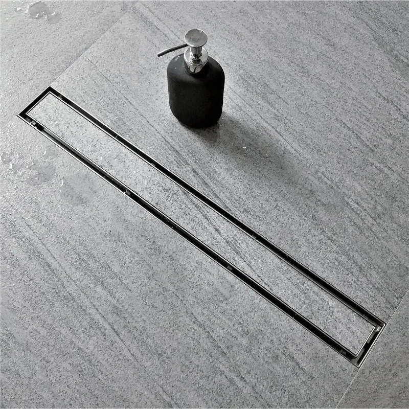 Linear Shower Drain with Tile Insert Grate,Brushed 304 Stainless Steel Rectangle Shower Floor Drain, Linear Drain