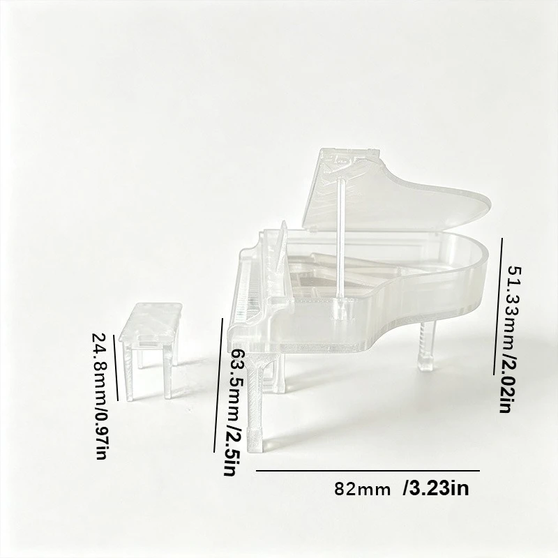 Miniature Transparent Crystal Piano Dollhouse, Simulated Playhouse Toy, Bedroom Model Scene Display