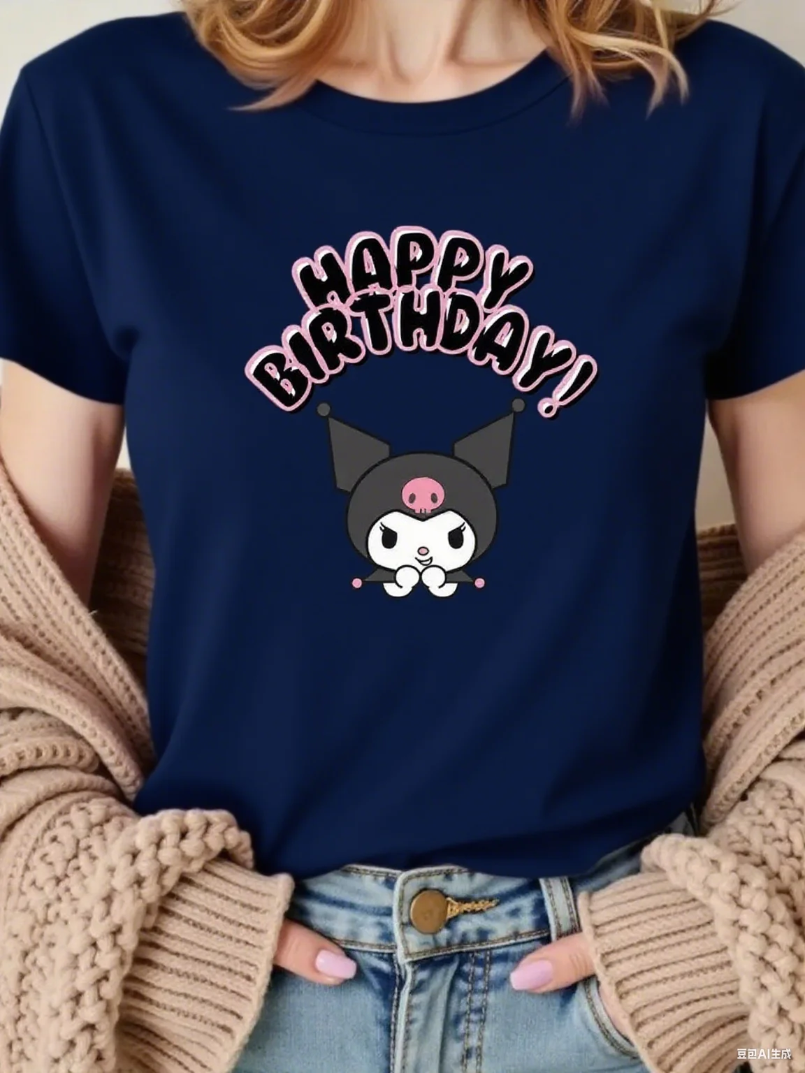 رائعتين Kuromi عيد ميلاد سعيد القطن تي شيرت متعة الكرتون طباعة المحملة لارتداء اليومي العلامة التجارية الشارع الشهير طباعة جديد وصول المحملة S-4XL