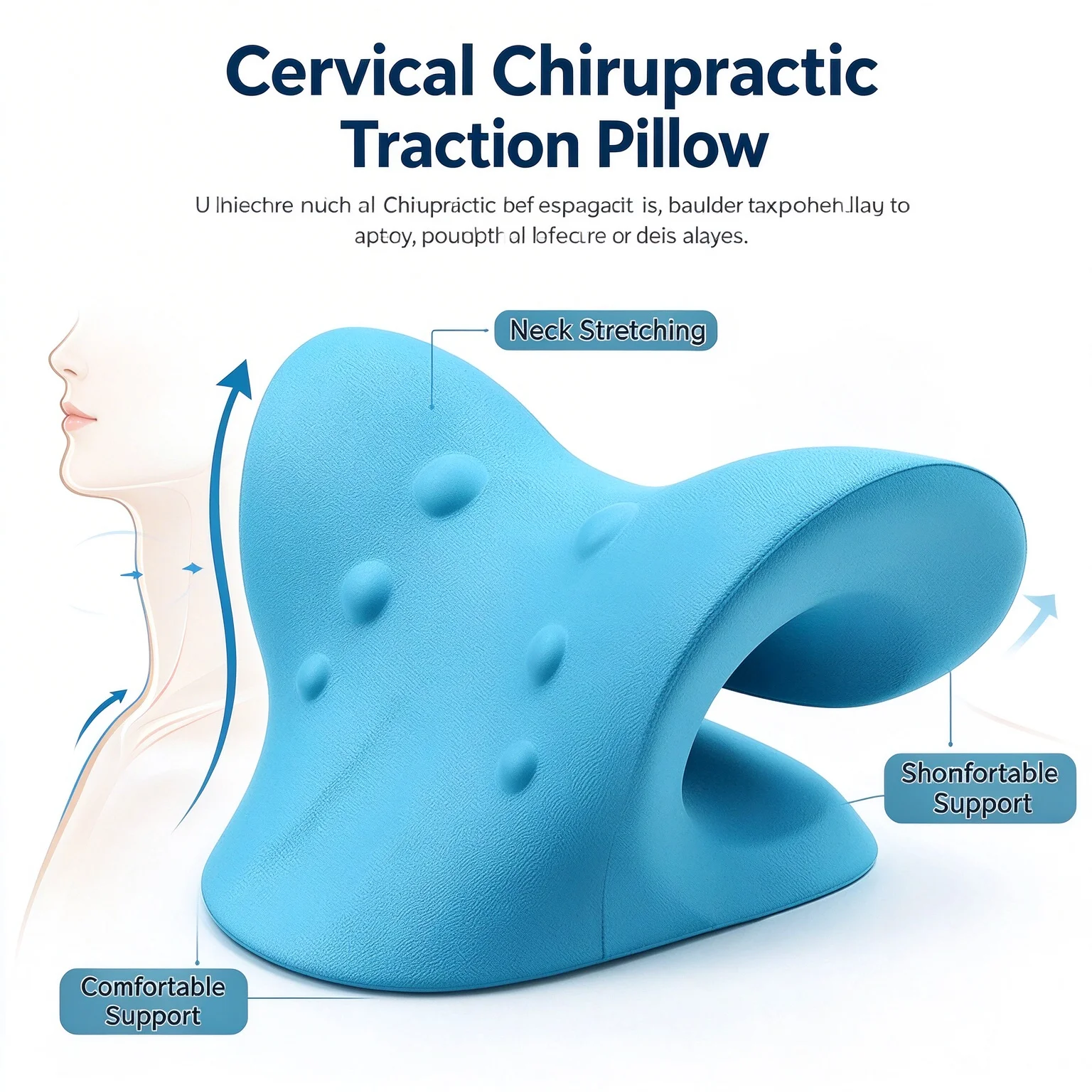Cervical Chiropractic Traction Pillow Neck Shoulder Stretcher Orthopedic Neck Pain Relief Support for Side Back Stomach Sleepers