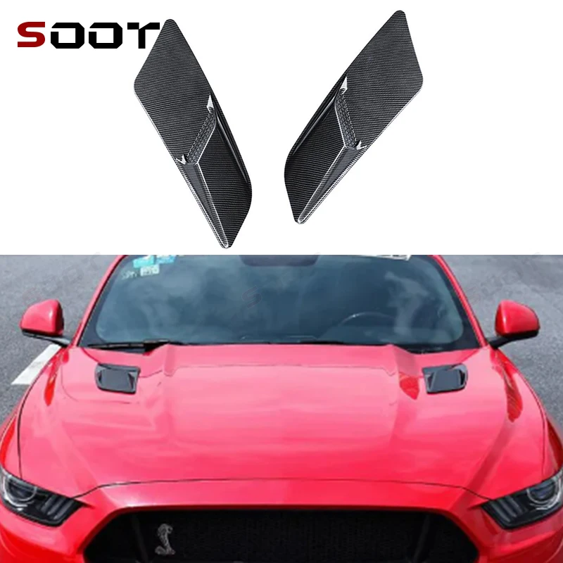 

For Ford Mustang GT GT500 2015-2017 Carbon Fiber vent cover Engine Hood Air Outlet Trim Splitter Panel upgrade Auto Parts
