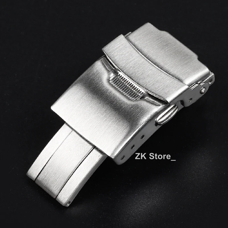 Watchdives Watch Clasp 18mm 20mm 22mm 24mm Silver Folding Safety Milled Clasp Replacement Stainless Steel Deployant Watch Buckle