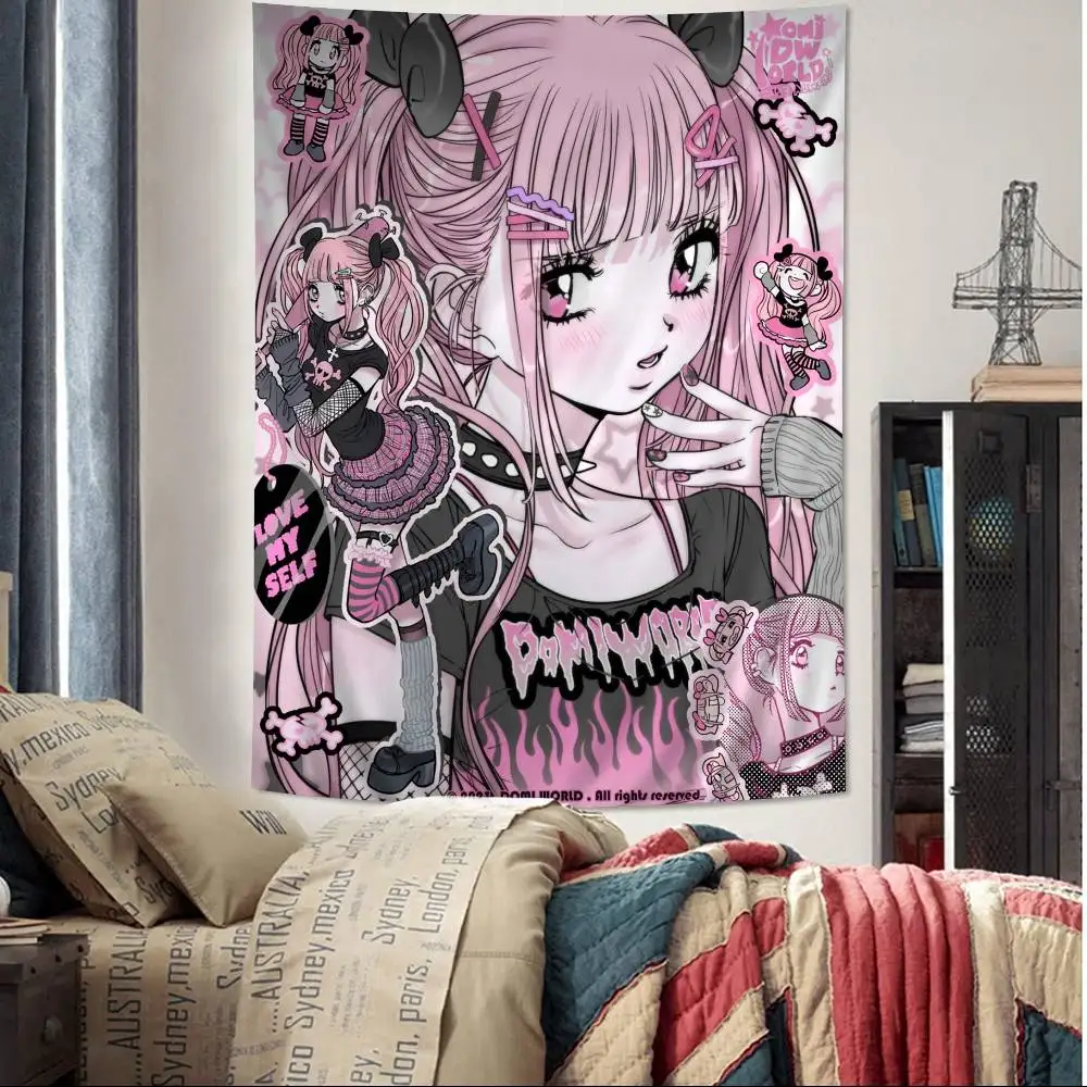 Anime Jirai Kei Cartoon Tapestry Wall Hanging Decoration Household Home Decor