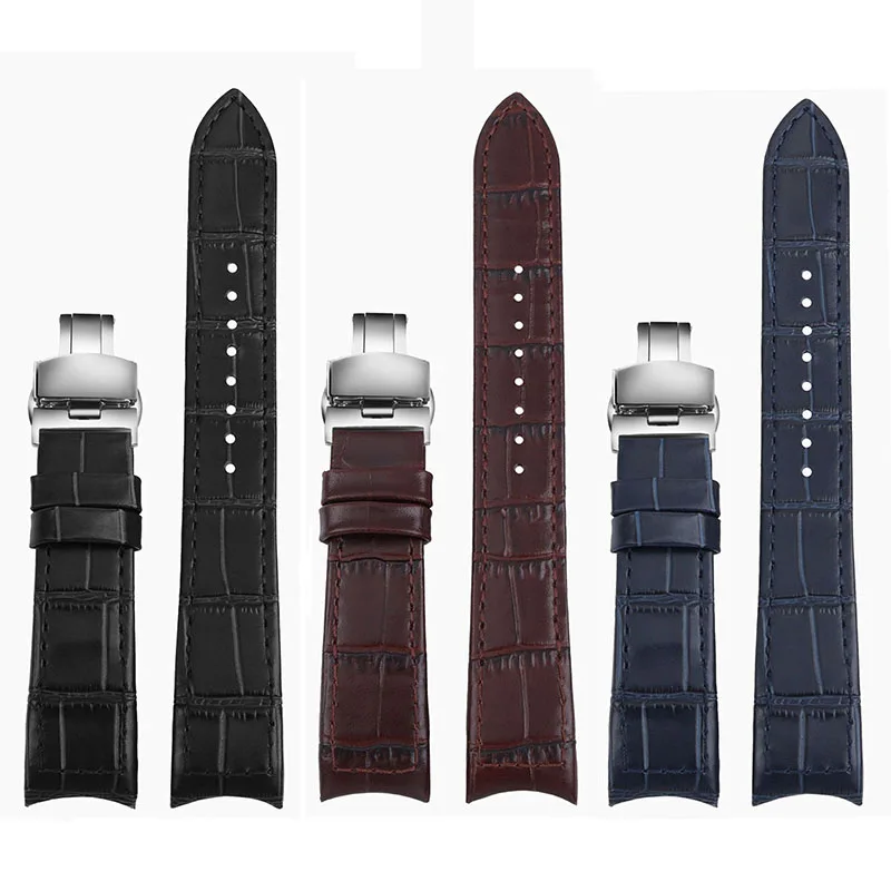 

For Seiko Watch Band Strap SNP023 SNP025 SNP036 SNP037 SNP038 SNP093 096 7D56-0AA0 Curved End 21mm Cowhide Leather Watchband