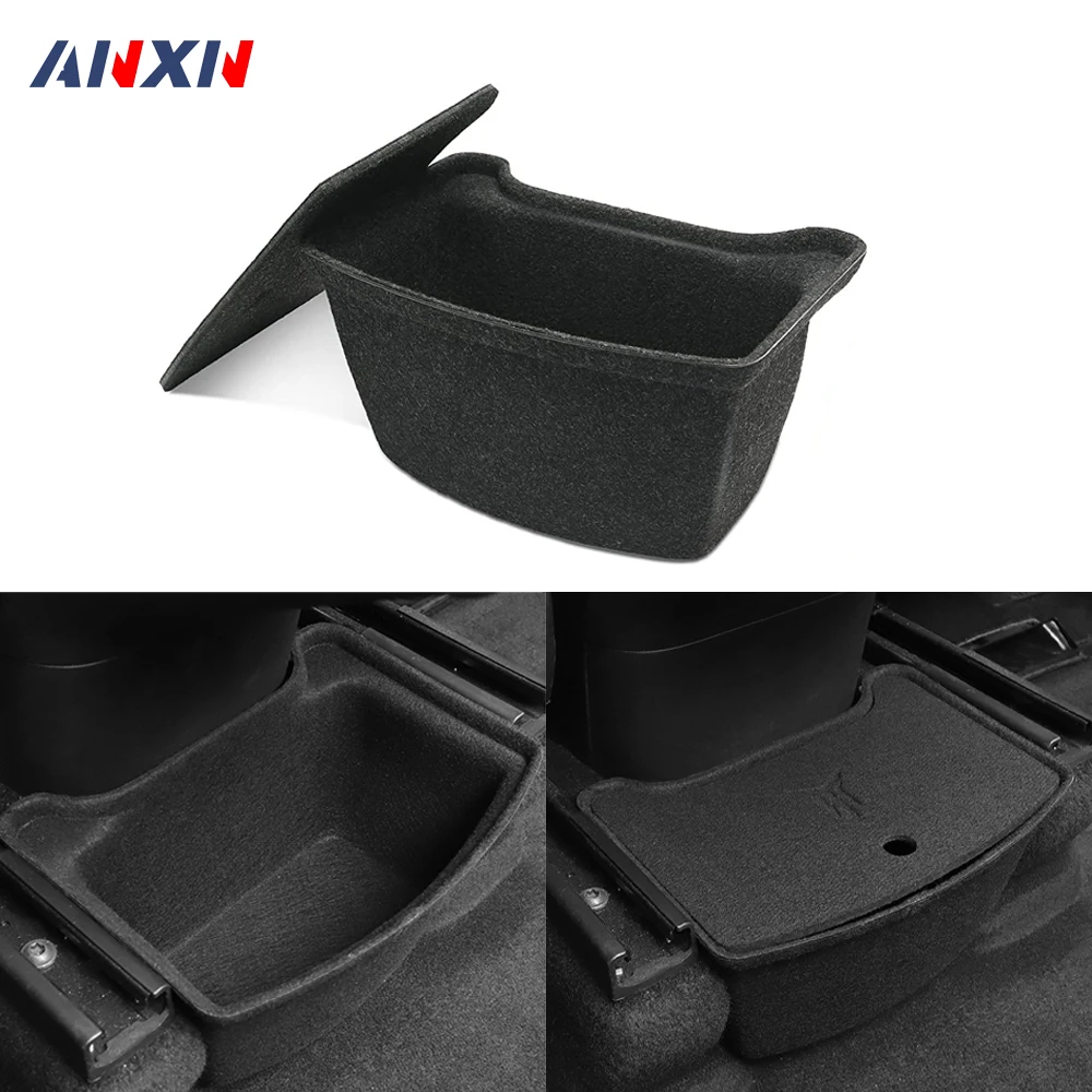 

Rear Center Console Organizer Tray Flocking Storage Box for Tesla Model Y 2024 2020 Accessories 2nd Row Seat Organizer Container