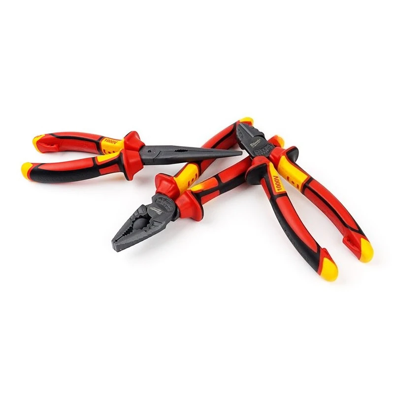 Insulated steel wire pliers electrician pliers set three-piece set 1000V labor-saving