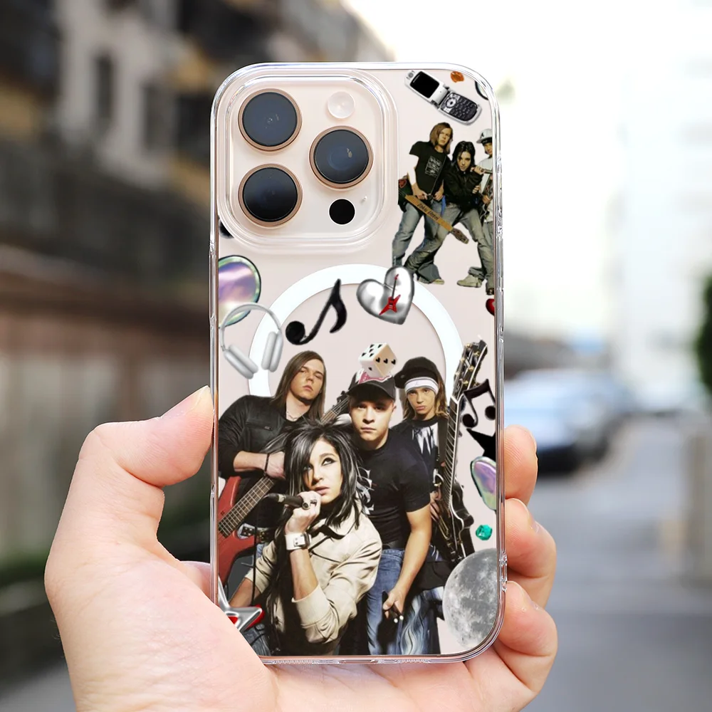 1pc Singer Tom Bill Kaulitz Tokio Hotel Phone Case Transparent Magnetic For IPhone 16 14 13 11 12 15 Pro Max X XR XS Plus SE