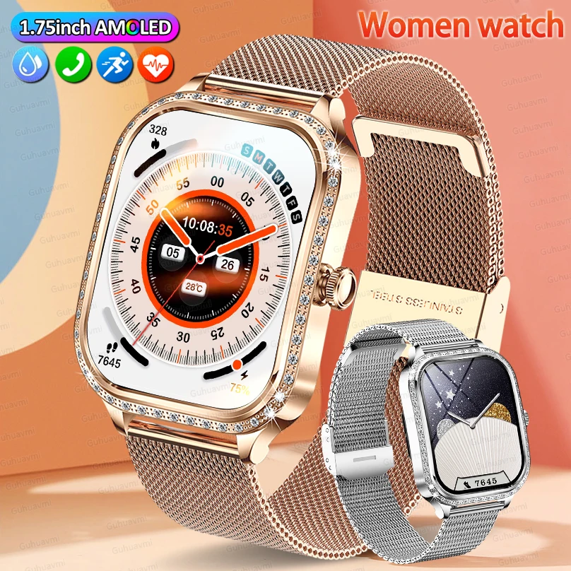 

Women Fashion Smart Watch AMOLED Curved Screen IP68 Waterproof Health Call Watches women Blood oxygen Smartwatch For Android iOS