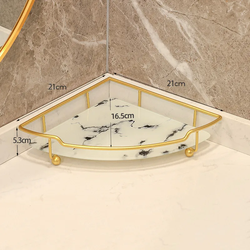 

Роскошная металлическая стойка, стеклянный поднос, туалетный столик, треугольные полки для хранения, полки для ванной, косметики, принадлежности для стирки, органайзер, держатель