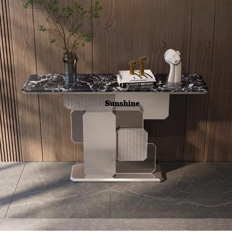 

TDI итальянский простой роскошный входной стол из натурального мрамора, современный минималистичный входной столик из нержавеющей стали