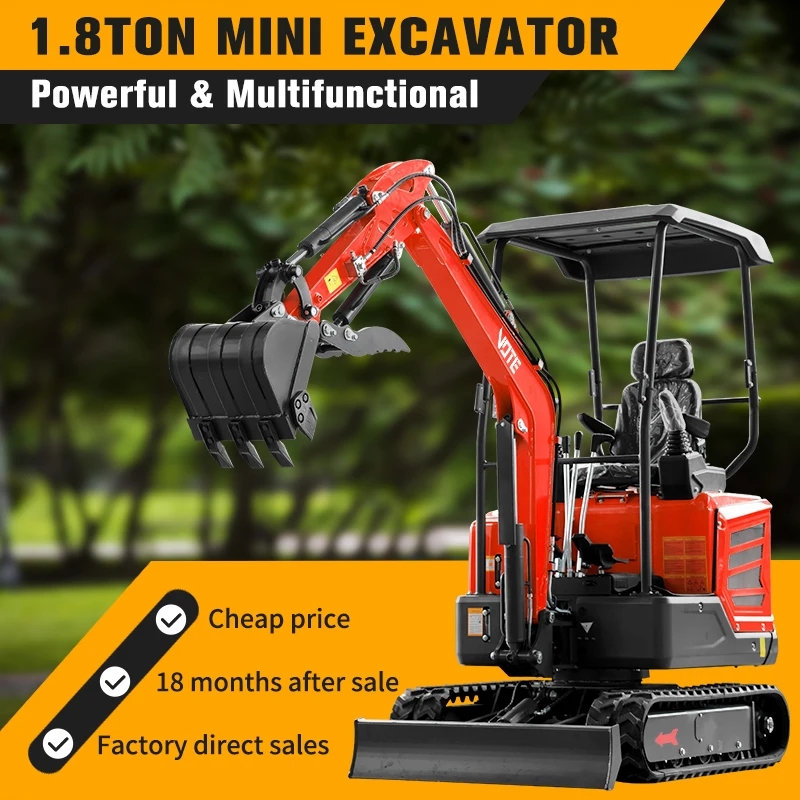 Envío Gratis, miniexcavadoras con motor EPA, 1,8 toneladas, pequeña, nueva excavadora sobre orugas, excavadora hidráulica, ensacadora, entrega