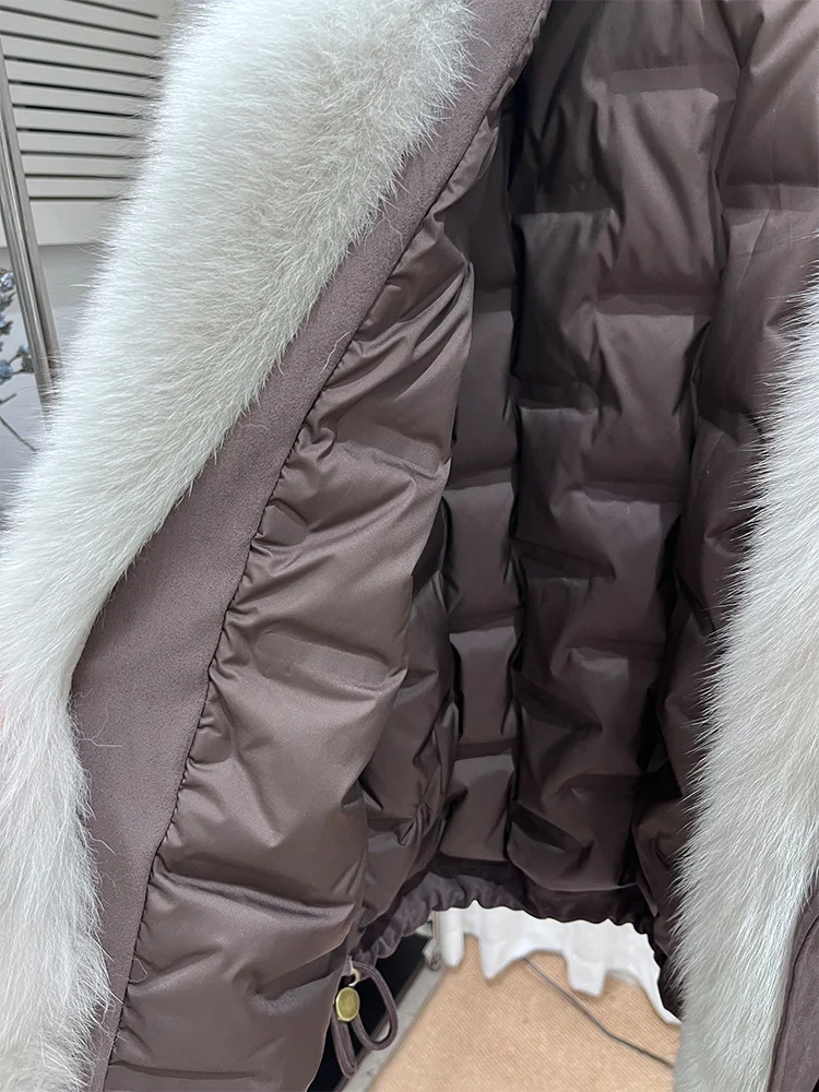 2025 Autumn Winter Goose Down Jacket Natrual Fox Fur Collar Thick Women's Warm Coat Luxury Outwear Female Coats Hot Sale
