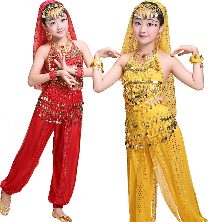 Children's Indian Dance Performance Clothing Belly Dance Clothing Female Children's Set Children's Xinjiang Dance Performance Cl