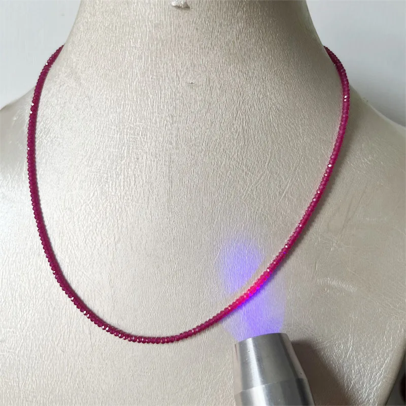 Rare Faceted 2*3MM Red Ruby Necklace Small Size Gemstone Natural Stone Jewelry Bijoux Lady Party Gift Wedding Handwork Clavicle