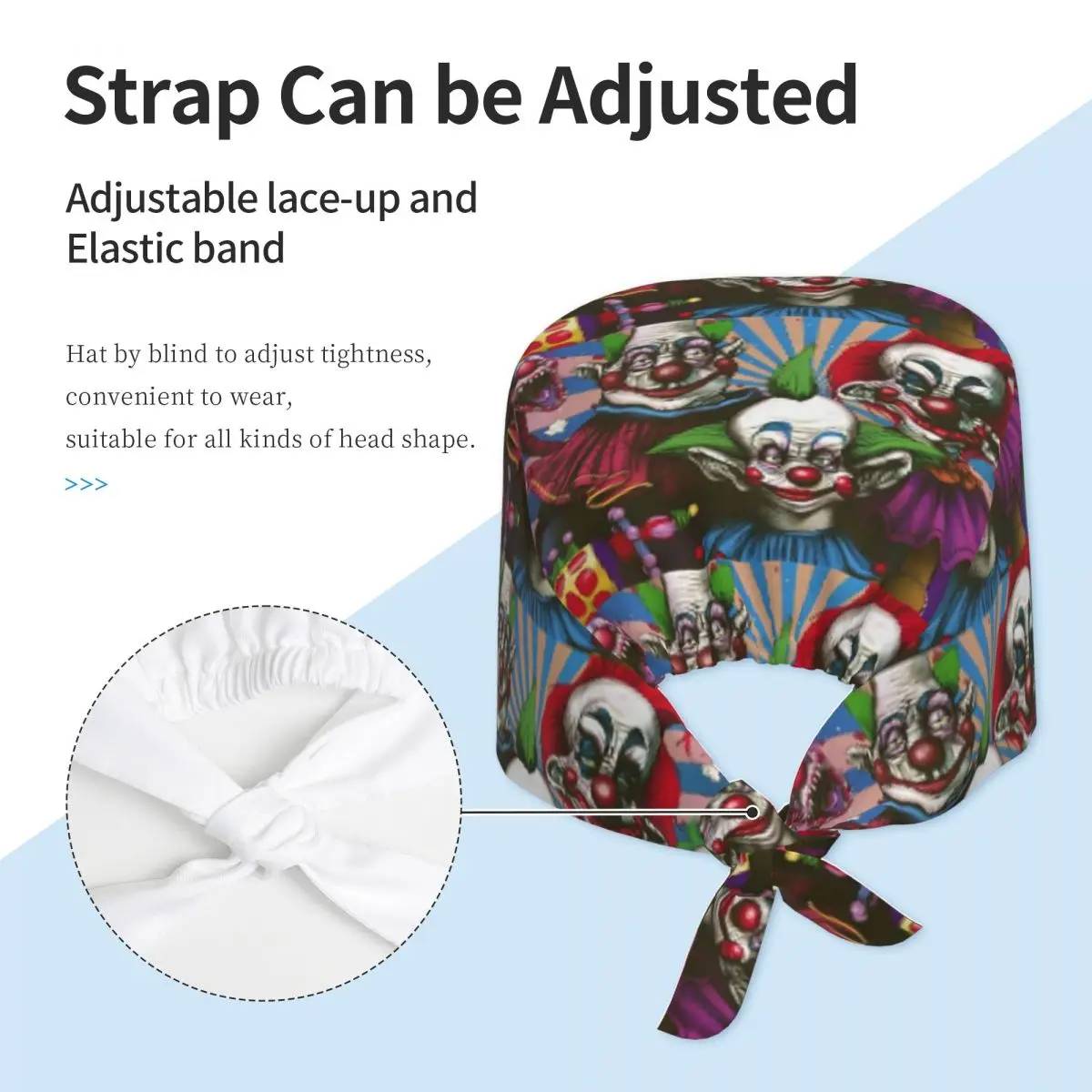 المهرج القاتل من فيلم الفضاء الخارجي (2) فرك قبعة الطبيب العمل قبعة جراحية الرجال النساء قبعات التمريض قابل للتعديل لطبيب الأسنان