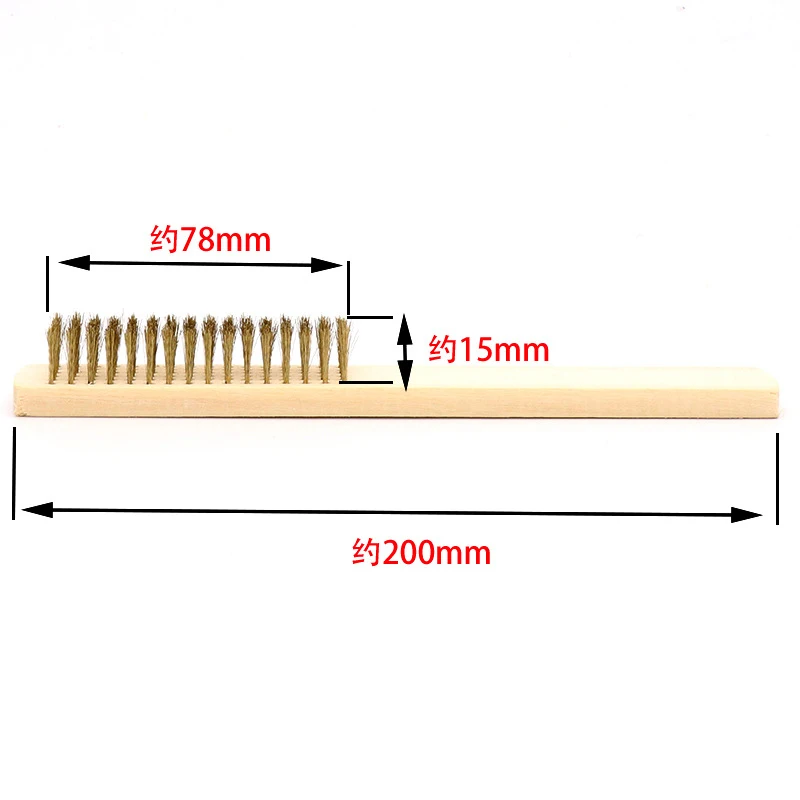 1pcs Wood Handle Brass Wire Copper Brush for Industrial Devices Surface/Inner Polishing Grinding Cleaning 6x16 Row Brushes