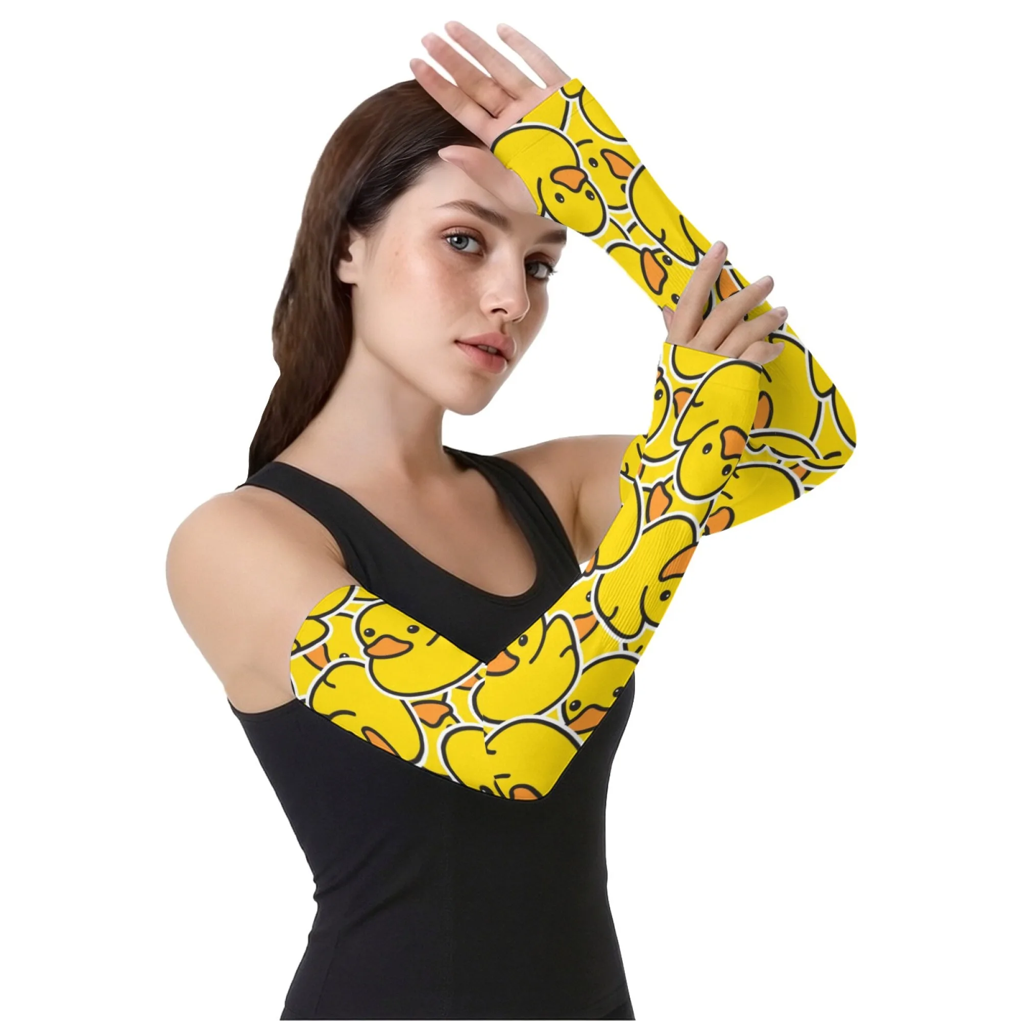New Yellow Rubber Duck Sunscreen Arm Sleeve Outdoor Sports Running Rock Climbing Cycling Ice Sleeve Gardening Fishing Sleeves