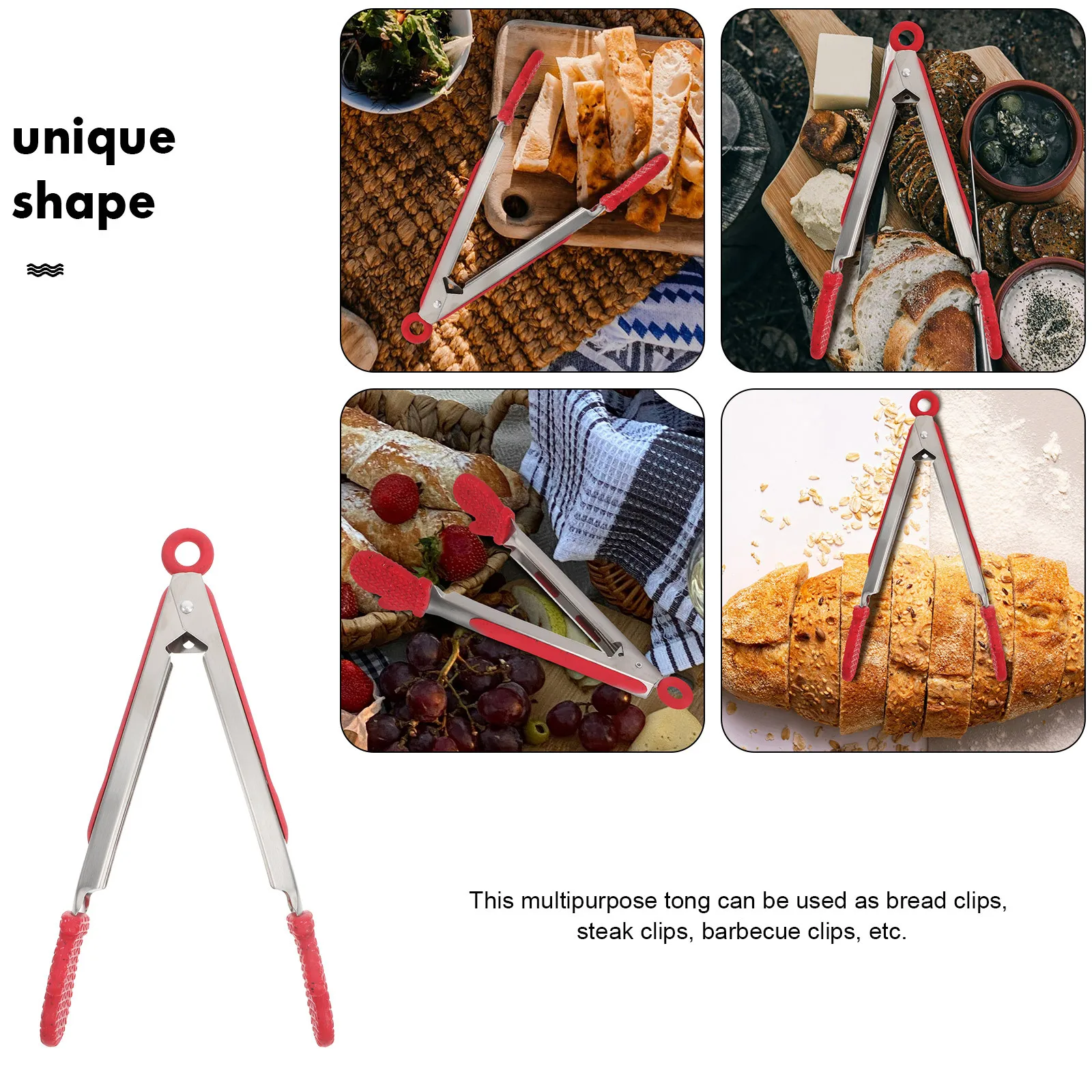 1 шт., рождественские перчатки в форме кухонных щипцов, легкий зажим для еды из нержавеющей стали, практичный инструмент для сервировки еды в форме хлеба, стейка, барбекю