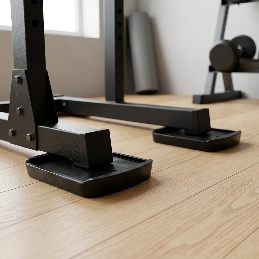 Gym Rubber Foot Pads 2 Pack for Equipment Legs Absorbs Energy and Supports Even Weight Distribution on Hard Floors