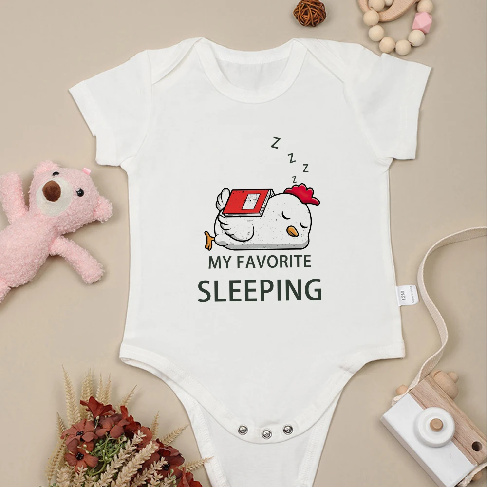 My Favorite Sleeping Cute Baby Boy Girl Clothes Cartoon Animal Fashion Newborn Onesie Pajamas Summer Cotton High Quality Romper