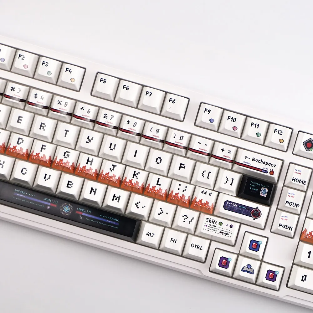 136 Keys Pixels Keycap Set Transparent Backlight DIY Customizad Keycaps Cherry Profile DYE Sub For Mx Switch Mechanical Keyboard