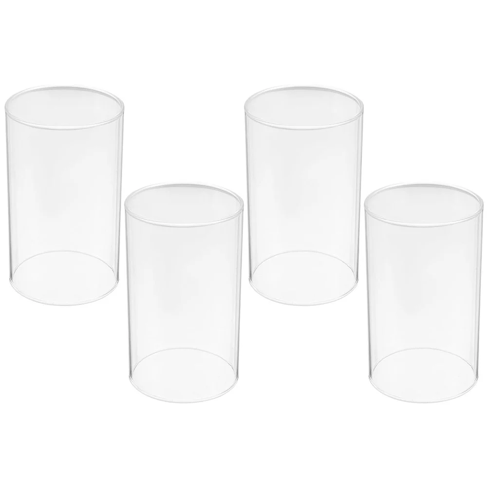 

4 Pcs Tapered Candles Shade Clear Holders Glass Cup Cover for Transparent High Borosilicate