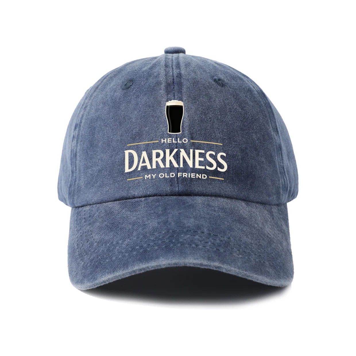 Hello Darkness My Old Friend Beer Graphic Vintage Washed Baseball Cap, Adjustable Unisex Dad Hat, Casual Gift