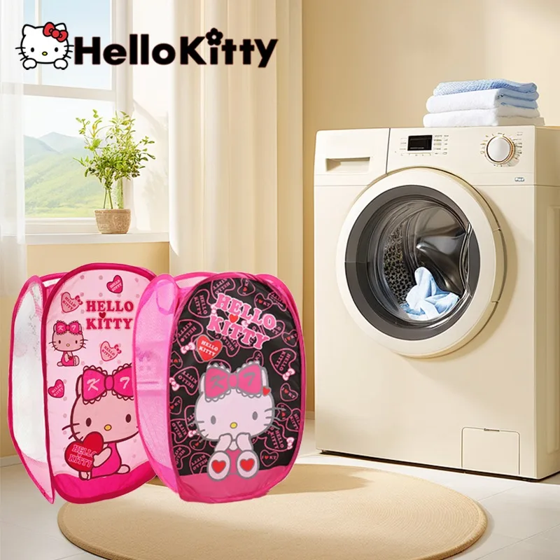 Cartoon Hello Kitty Dirty Clothes Storage Basket Kawaii Foldable Household Clothes Basket Accessories Girls Toys Organizers