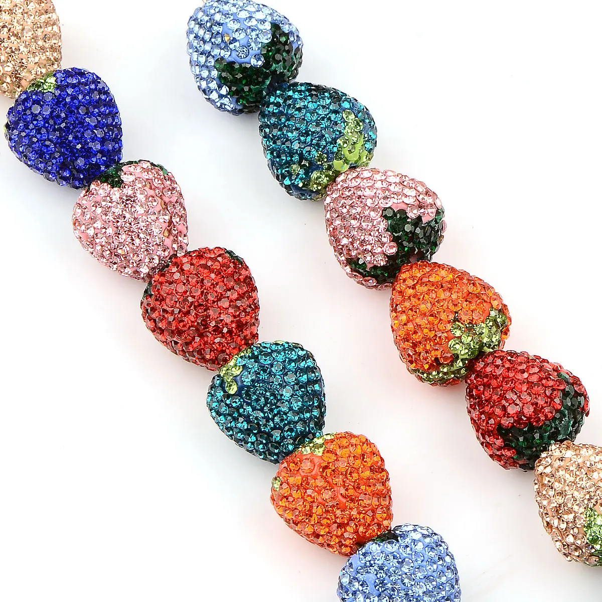 1.6x1.8cm 4pcs Random Mixed Strawberry Rhinestone Beads Polymer Clay Beads For Handmade DIY Jewelry Making Necklace Bracelet