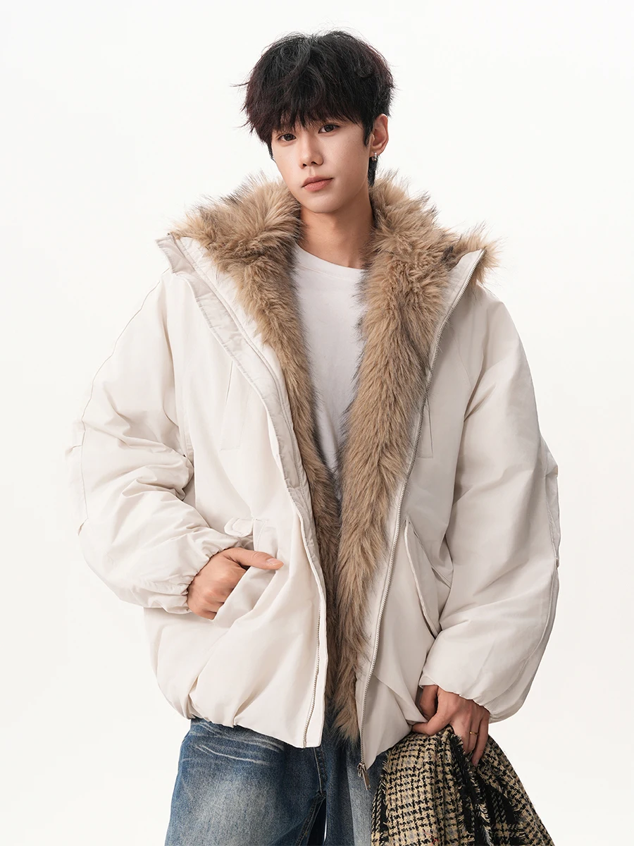 

American Sle Cotton Jaet with Fur Collar for Men And Women Autumn Winter New Workwear Parka Coat Warm Thiened Long Sve