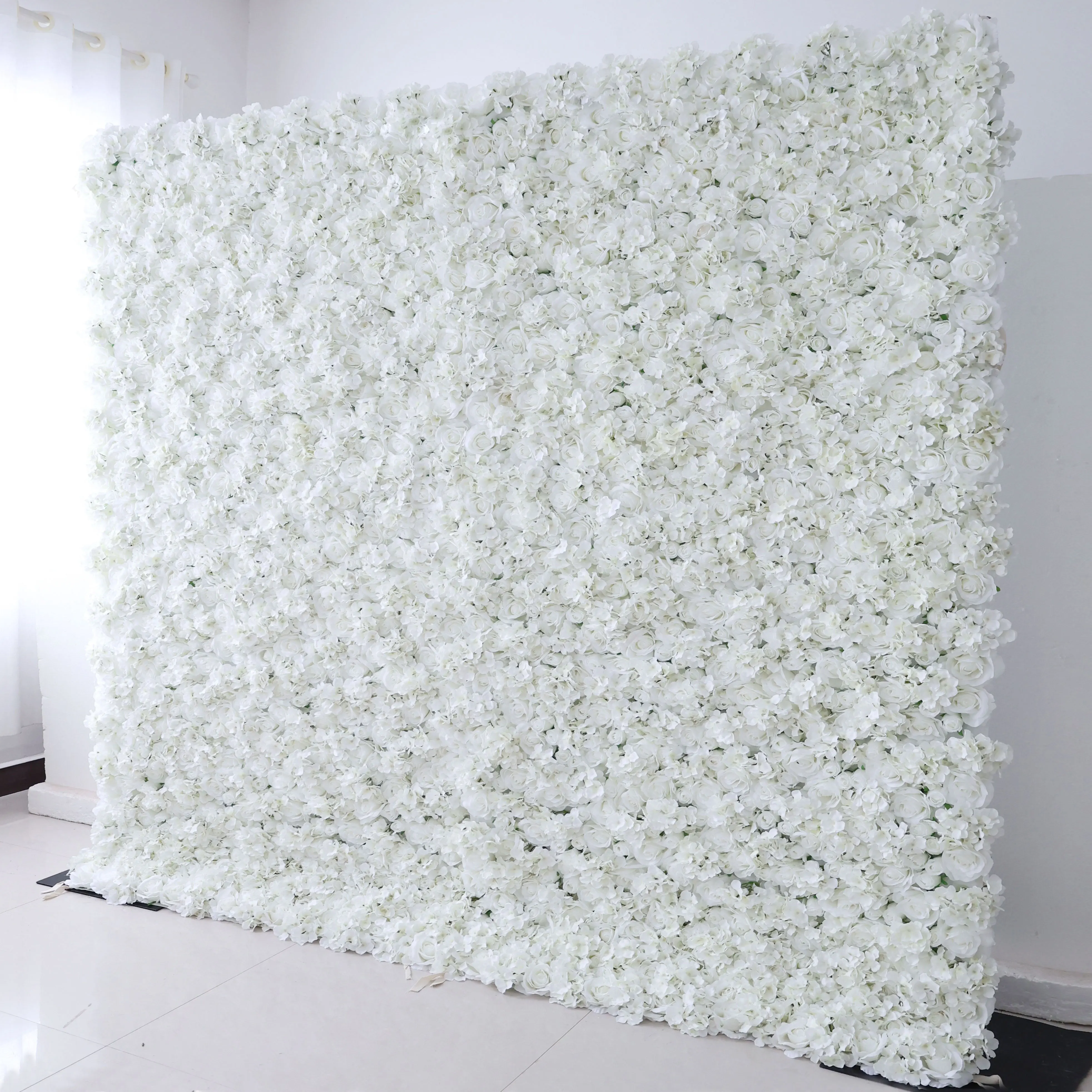 

YuLiFlower Artificial Flower Wall for Wedding Decor Custom 3D Roll Up Fabric Cloth Base Pink Silk Rose Flowerwall Backdrop