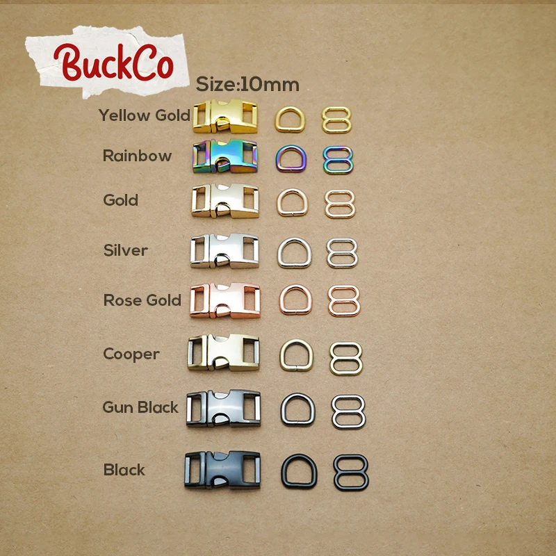 20pcs/lot(metal buckle+adjust buckle+D ring/set)for garment luggage backpack cat dog collar DIY accessory 8 Colours  5 sizes