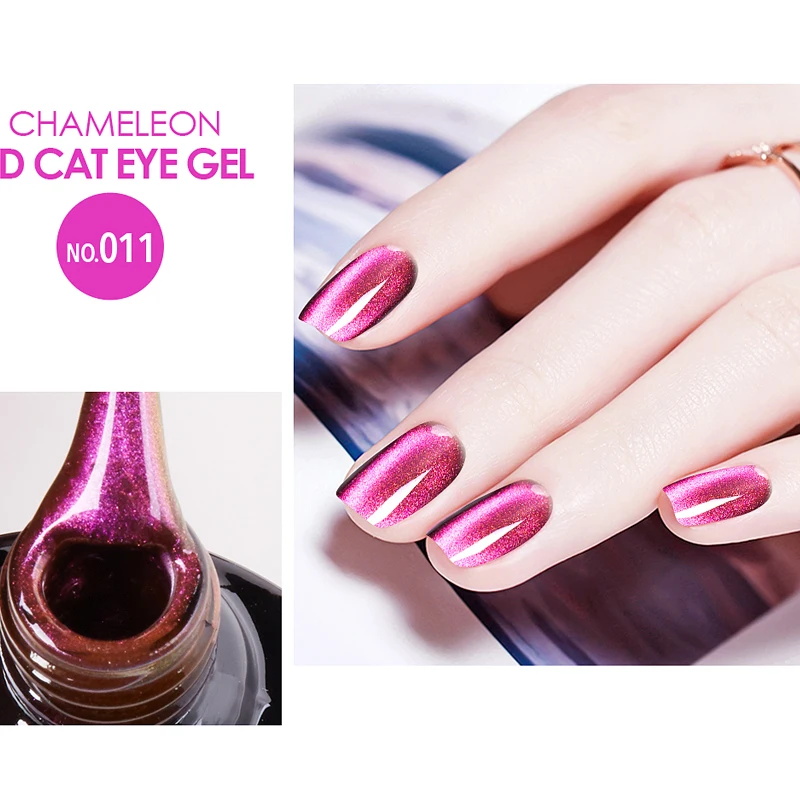 5D Cat Eye Magnetic Gel Nail Polish UV LED Chameleon Purple Blue Enamel Cat Eye Magnetic 7.3ML Nail Art Varnish Design Manicure