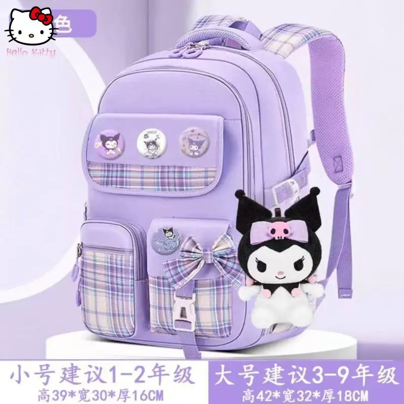 

Sanrio Kawaii школьный рюкзак для студентов Cinnamoroll Kuromi аниме мультфильм большой емкости рюкзак для защиты позвоночника осветляет нагрузку