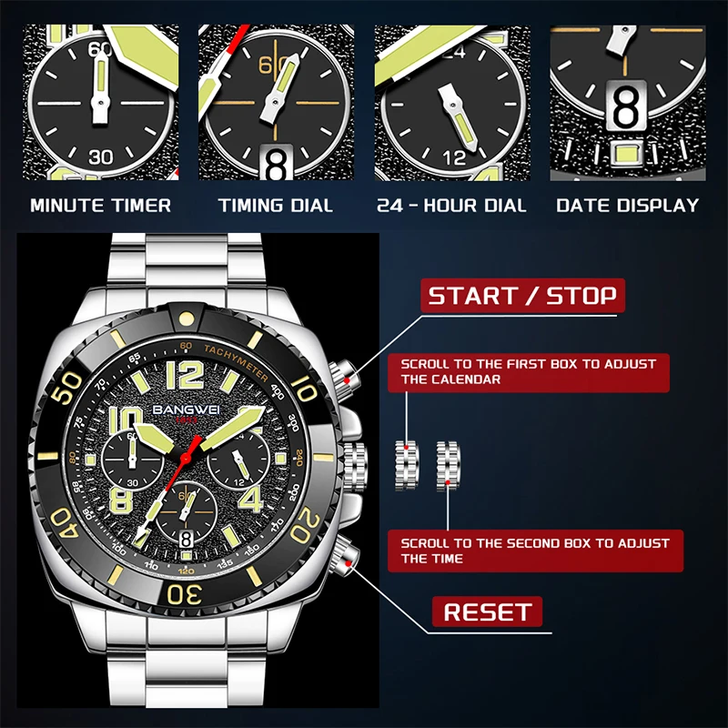 LIGE оригинальные кварцевые часы для мужчин, модные роскошные повседневные водонепроницаемые мужские часы из нержавеющей стали с хронографом и календарем