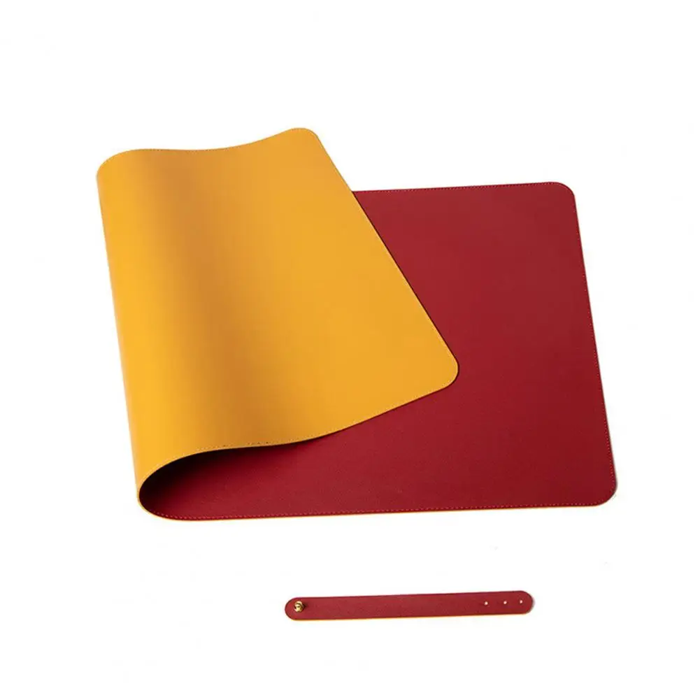 Stain Resistant PVC Mouse Pad Strap Design Faux Leather Decorative Smooth Surface Mouse Cushion Desk Gaming Keyboard Mat