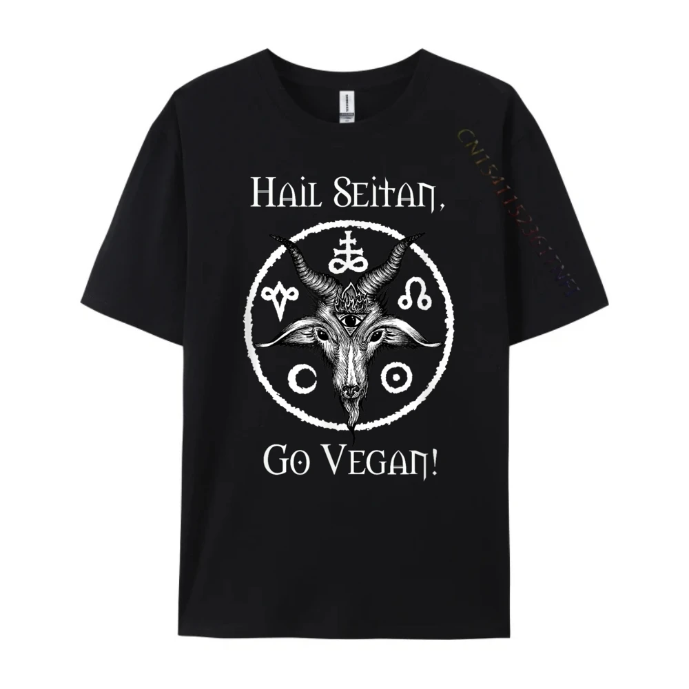 Hail Seitan Go Vegan Black Metal Occult Vegetarian Free Shippping Items Lowest Prices T Shirt Man Cool New Gift Tee-Shirt