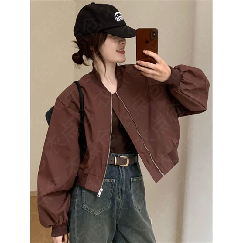 Temperament Fashion Baseball Jersey 2025 Spring New Korean Version Slimming Design Short Versatile Top Lining Jacket For Women