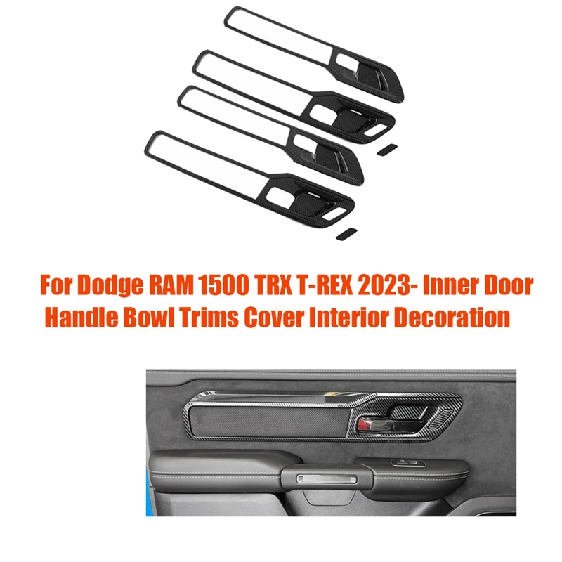 1Set Car Inner Door Handle Bowl Panel Frame Cover Trims For Dodge RAM 1500 TRX T-REX 2023- Interior Decoration Accessories Parts