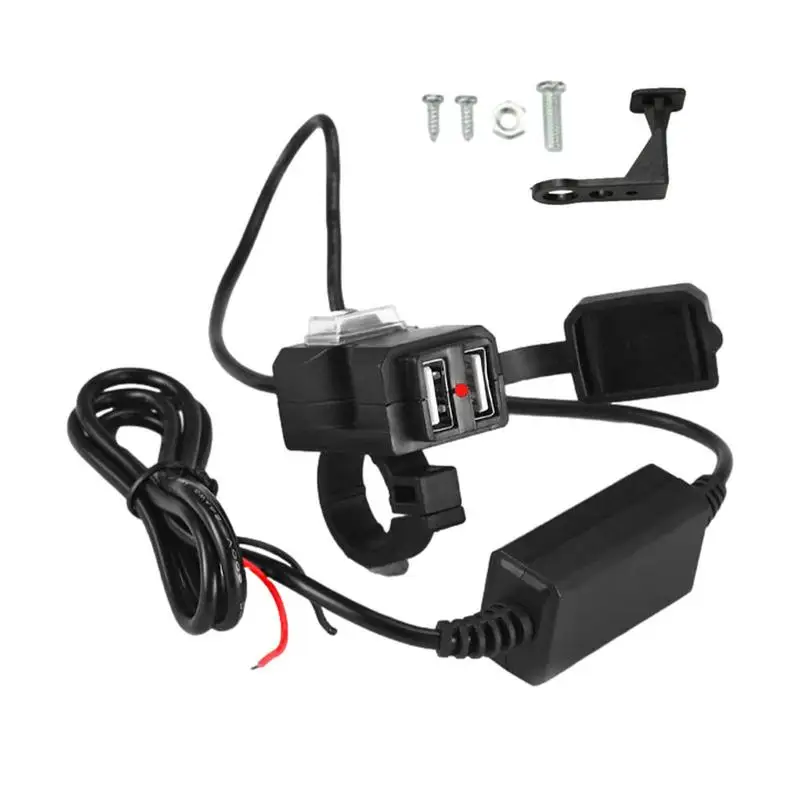 

Phone Charger For Motorcycle Cell Phone Charger Motorcycle USB Adapter Protective Motorcycle Dual USB Charger For Mobile Phone