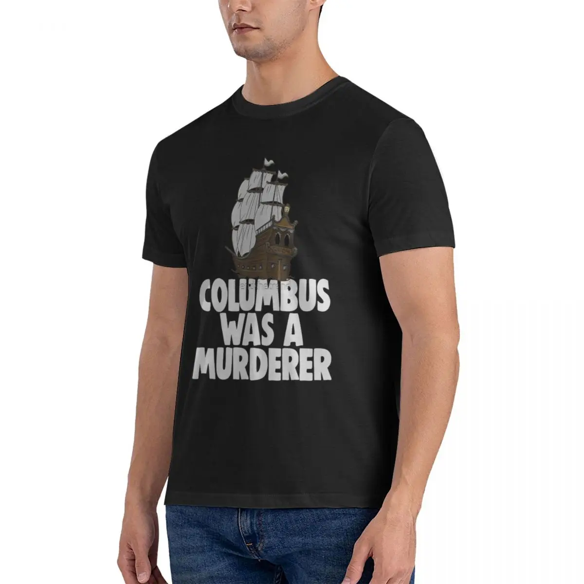 Columbus Was A Murderer T Shirts Men Cotton Novelty T-Shirt Round Collar Columbus Day Tees Clothing official-website tops fugees