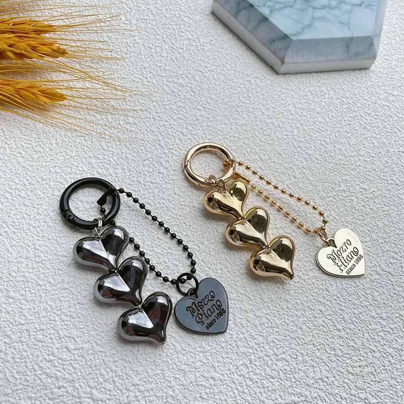 Peach Heart Plating Key Pendant Bag Accessories Car Accessories Cute Style Earphone Cover Decoration Creativity