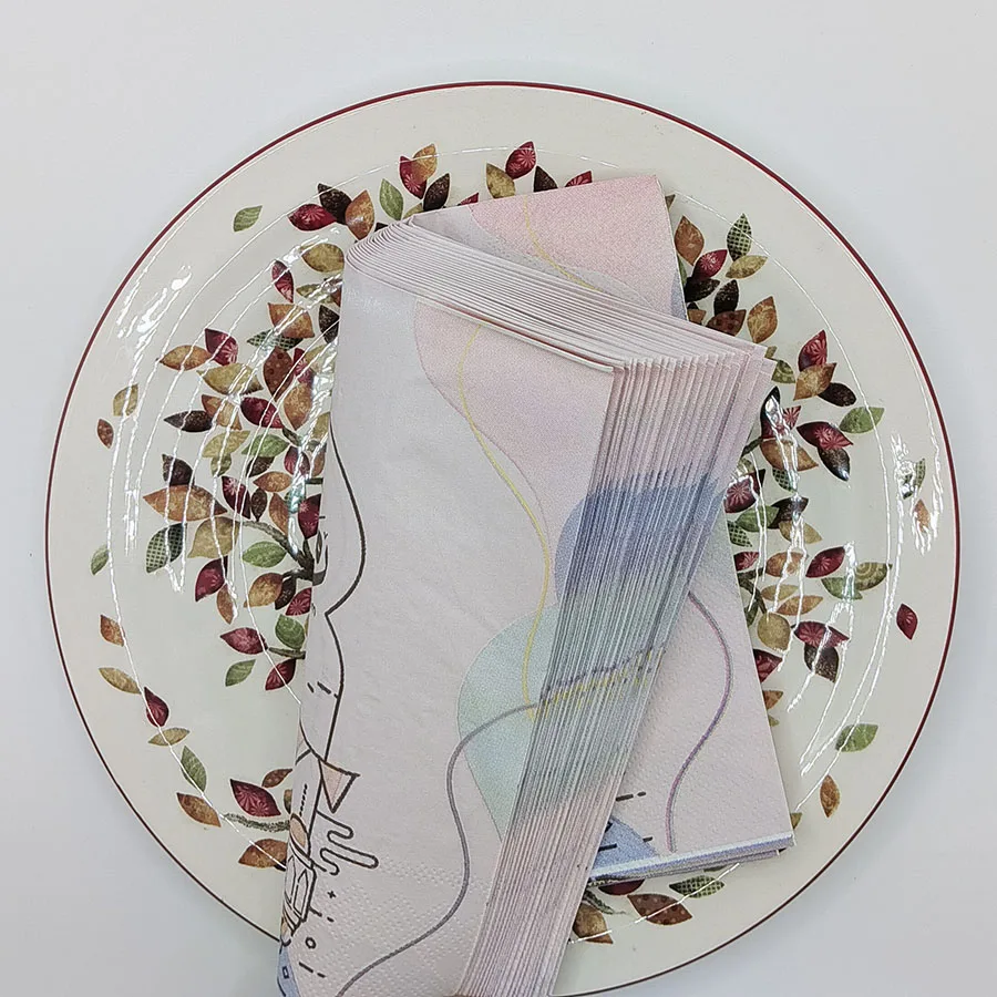 10/20 قطعة 33 سنتيمتر 2 طبقة رمضان تحت عنوان المناديل الملونة ، لب الخشب الأصلي ، المفارش الورقية الزخرفية الوردي ، DIY Decoupage ورقة