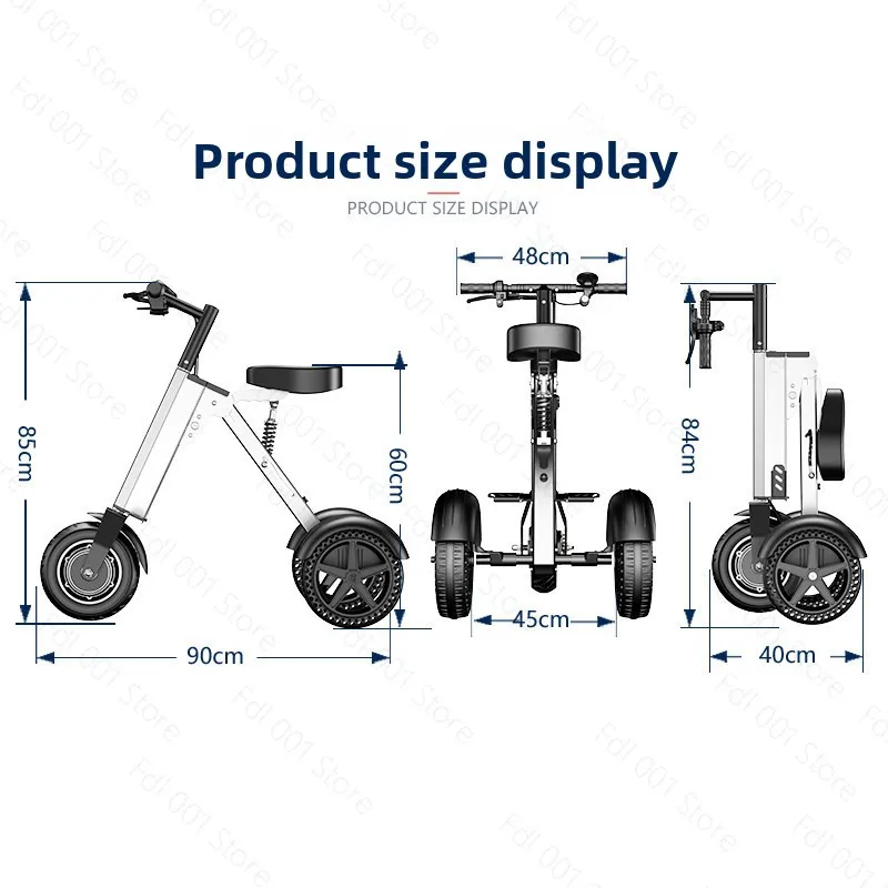 Foldable ultra-lightweight electric tricycle for adults, seniors, ladies, fashionable, mini, small, for transportation purposes