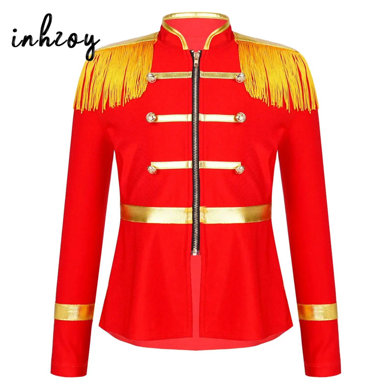 Girls Marching Band Costume Royal Guard Parade Jacket with Hat Drum Major Uniform Set Halloween Carnival Party Fancy Dress Up