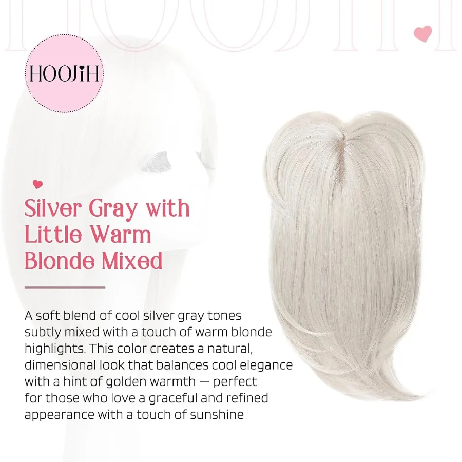 ท็อปเปอร์ผมยาวแบบมีเลเยอร์พร้อมหน้าม้า ออกแบบมาสำหรับผู้หญิงที่มีปัญหาผมบาง ขนาด 14 นิ้ว ปลายผมหยิกเล็กน้อย ผลิตจากเส้นใยสังเคราะห์