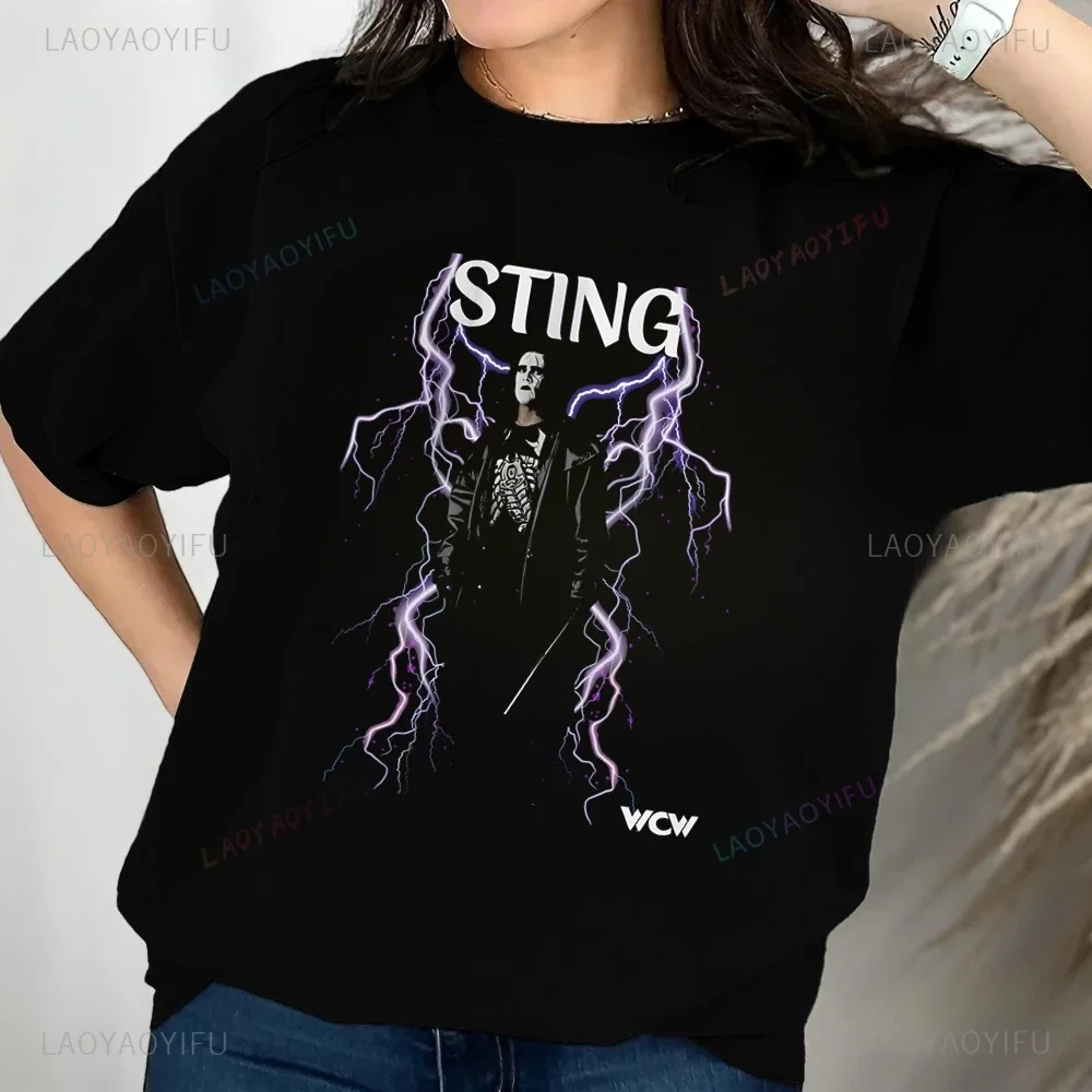 T-shirt moda retrò Wrestler Sting, T-shirt WCW NWO WWF Wrestling T-shirt in cotone unisex Harajuku di tendenza neutra