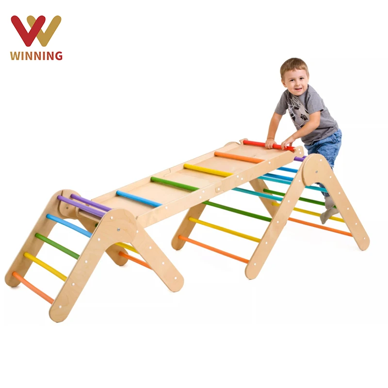 

Montessori Wall Climbing Frame Wooden Ladders Toys Climb Game Indoor Climbing Arch And Ramp Frame For Children Playground