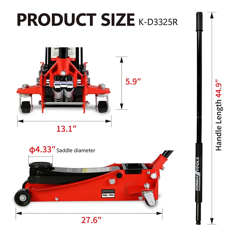 2.5 Ton Low Profile Floor Jack,Steel Racing Floor Jack with Dual PistonsQuick Lift Pump,Hydraulic floor jack Lifting range 3.5