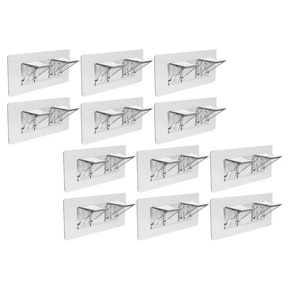 12Pcs DIY Acrylic Shelf Brackets Punch Free Adhesive Cabinet Pegs Strong Bearing Shelf Supports for Kitchen Bathroom
